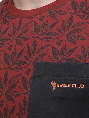 maroon printed pocket t-shirt - 17607712 - Standard Image - 5