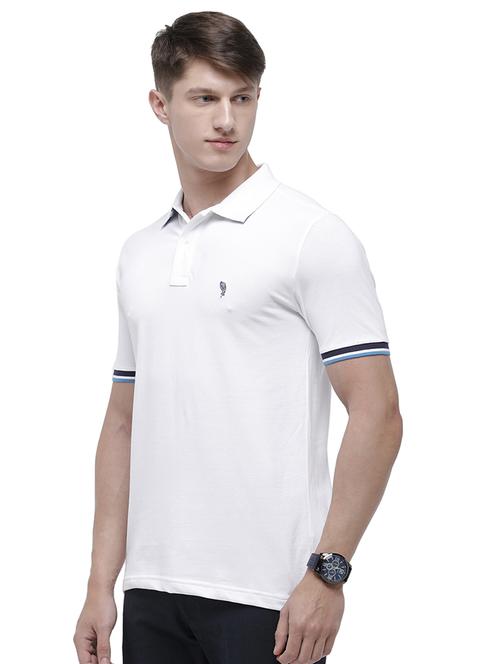 white solid polo t-shirt - 17607725 - Standard Image - 1