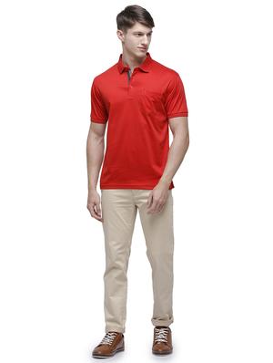 red solid polo t-shirt - 17607732 - Standard Image - 4