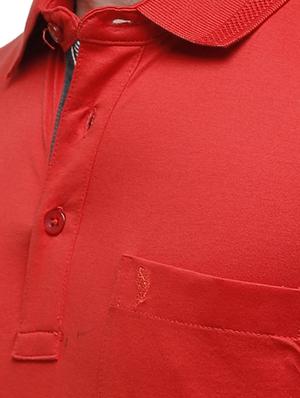 red solid polo t-shirt - 17607732 - Standard Image - 5