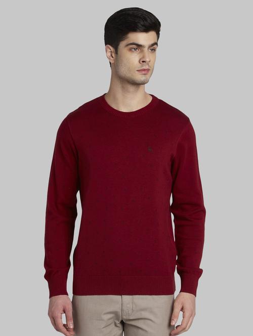 maroon self design pullover - 17608234 - Very Small Image - 1