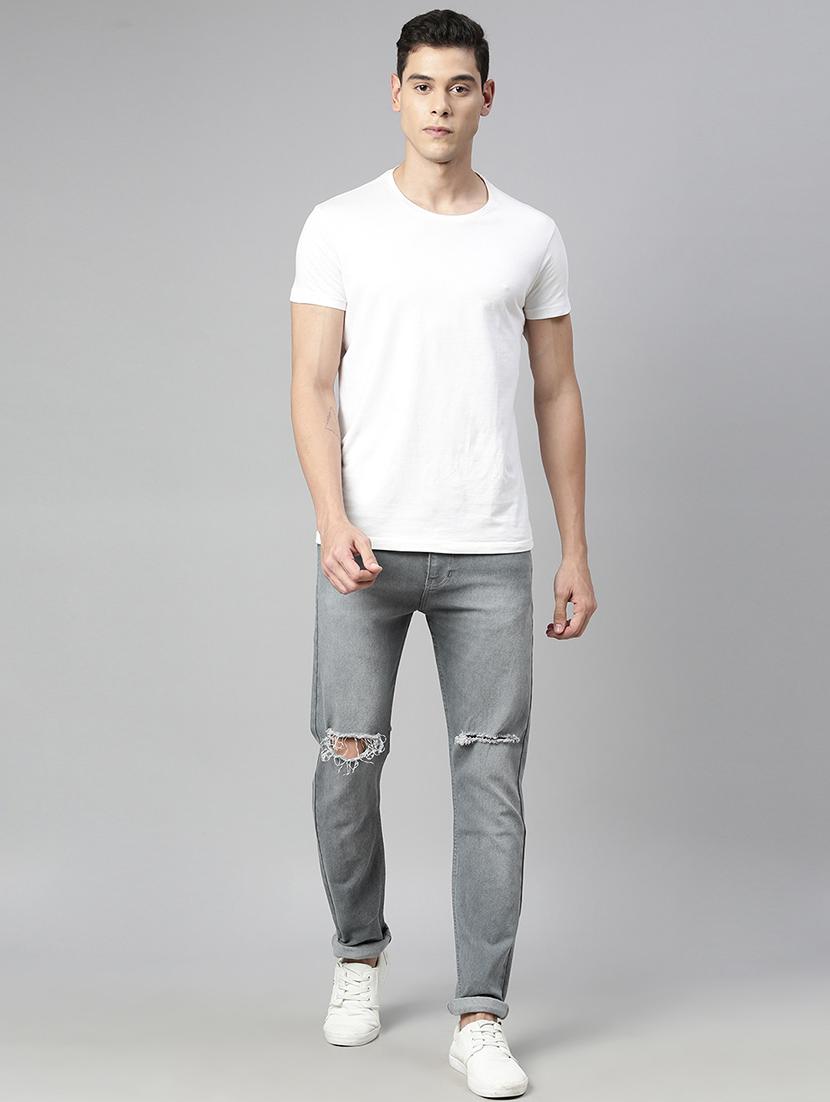 grey light washed slashed knee denim jeans - 17608354 - Zoom Image - 4