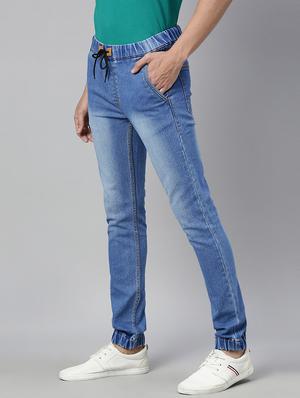 blue washed denim jogger - 17608360 - Standard Image - 2