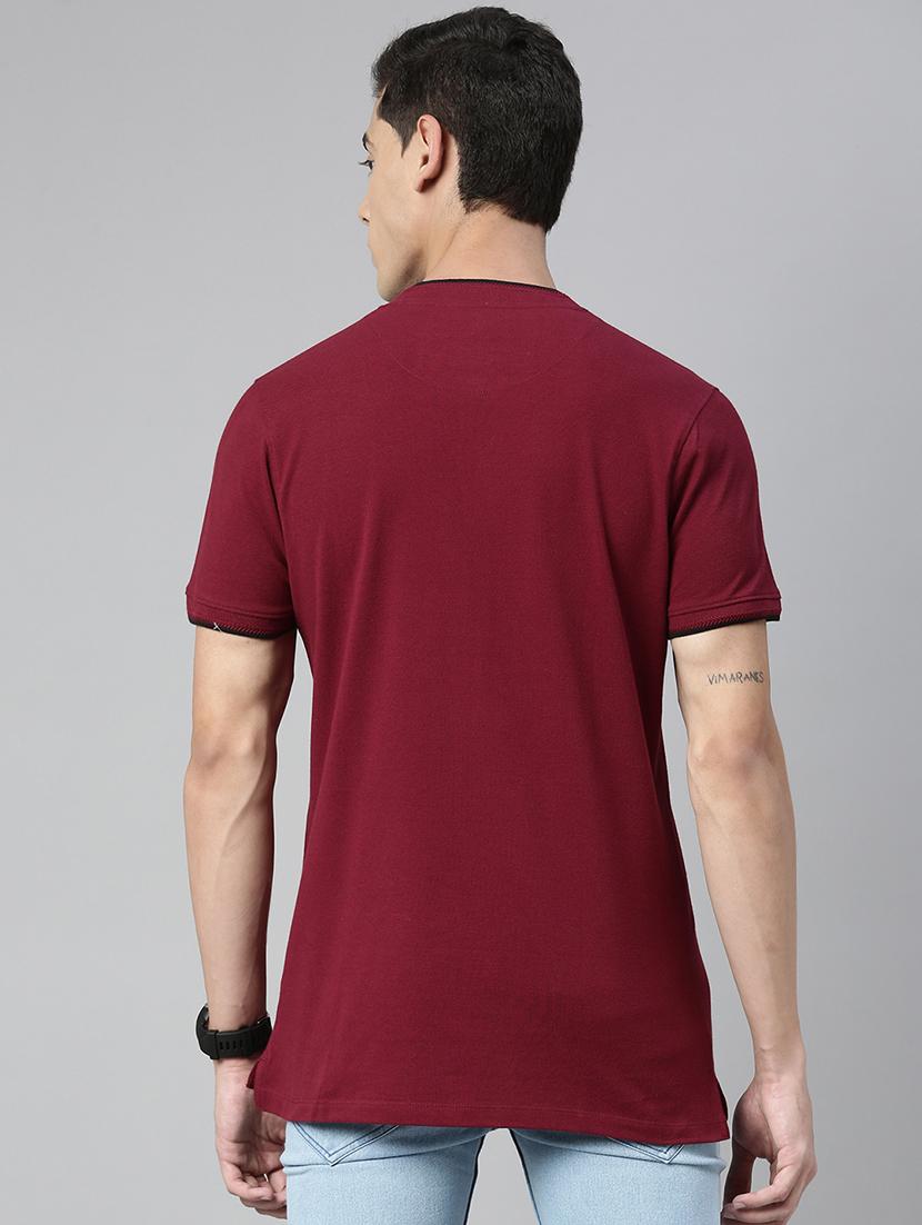 maroon solid t-shirt - 17608364 - Zoom Image - 3