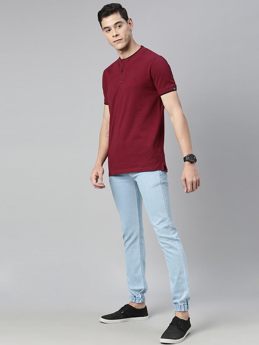 maroon solid t-shirt - 17608364 - Zoom Image - 4