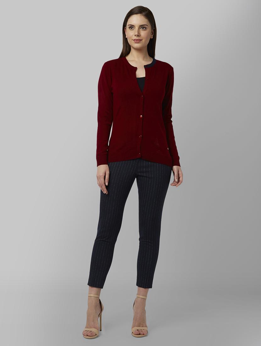 bottle green solid cardigan - 17608586 - Zoom Image - 4