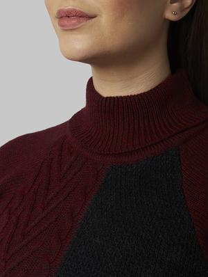 turtle neck color block pullover - 17608619 - Standard Image - 5