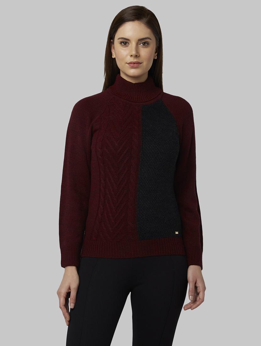 turtle neck color block pullover - 17608619 - Zoom Image - 1