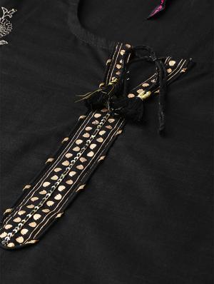 black cotton kurta sharara set - 17608660 - Standard Image - 4