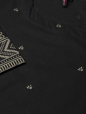 black cotton kurta pant set - 17608674 - Standard Image - 5
