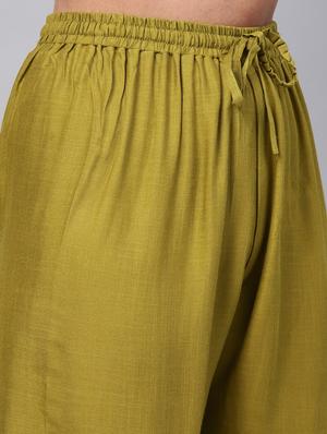 green rayon kurta sharara set - 17608679 - Standard Image - 5