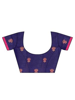 mirror work printed saree with blouse - 17609535 - Standard Image - 3