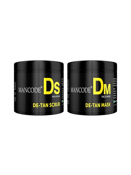 mancode detan scrub + mask for tan removal, radiant glow, infused with aloevera, liquorice,and vitamin c & e, combo of 2 - 17609773 - Standard Image - 1