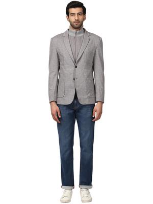 grey solid single breasted casual blazer - 17609930 - Standard Image - 4