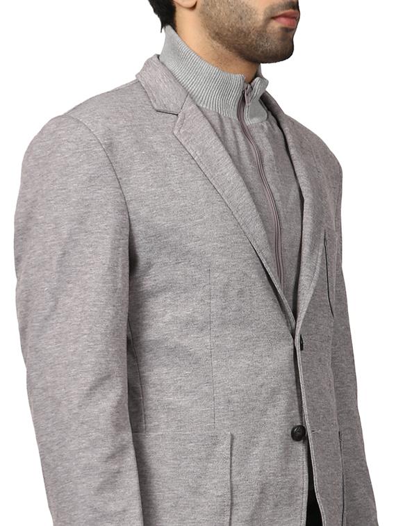 grey solid single breasted casual blazer - 17609930 - Zoom Image - 5