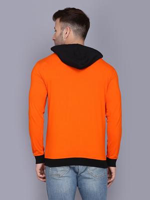 orange color block cut & sew hooded t-shirt - 17610264 - Standard Image - 3