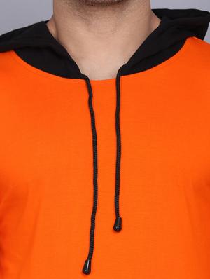 orange color block cut & sew hooded t-shirt - 17610264 - Standard Image - 4