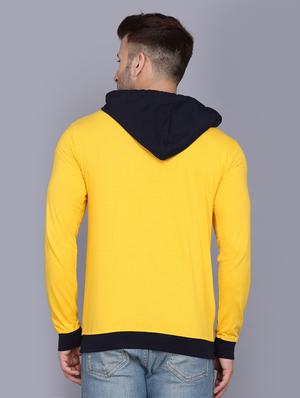 yellow color block cut & sew hooded t-shirt - 17610266 - Standard Image - 3