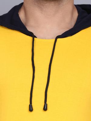 yellow color block cut & sew hooded t-shirt - 17610266 - Standard Image - 4