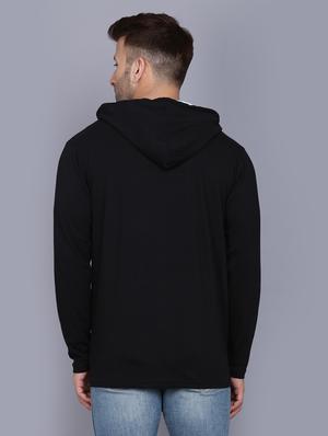 black color block cut & sew hooded t-shirt - 17610273 - Standard Image - 3
