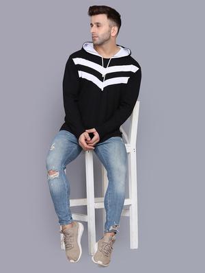black color block cut & sew hooded t-shirt - 17610273 - Standard Image - 4