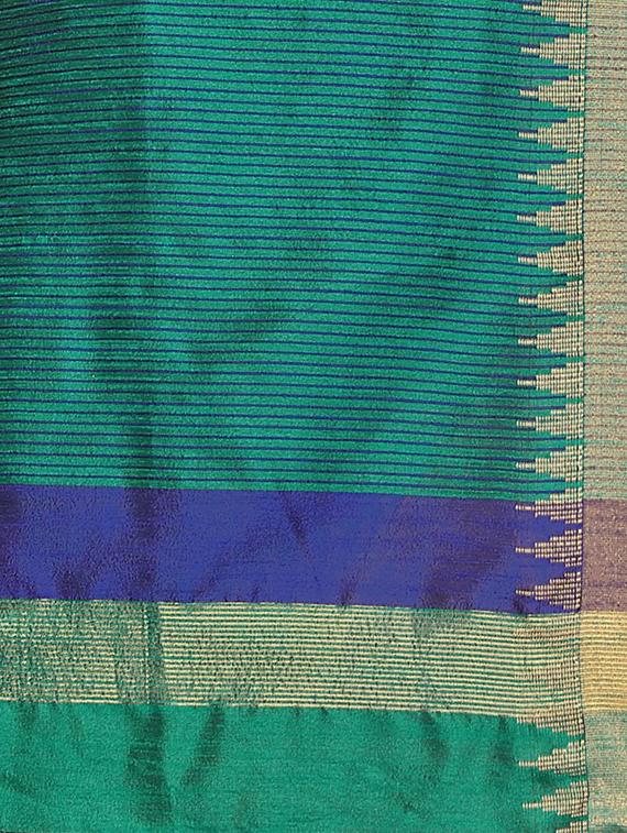 solid bordered saree with blouse - 17610302 - Zoom Image - 6