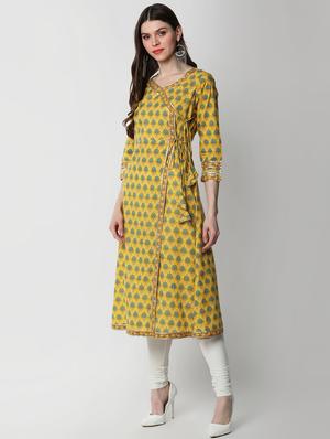 printed angrakha kurta - 17610822 - Standard Image - 2