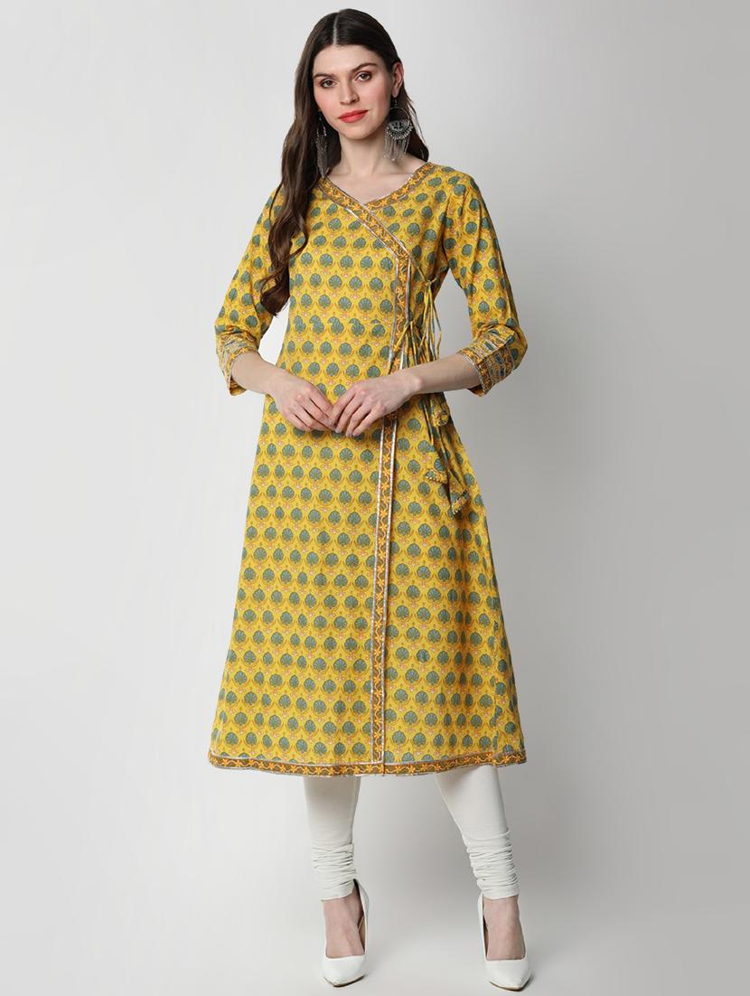printed angrakha kurta - 17610822 - Zoom Image - 1