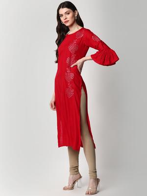 embroidered straight kurta - 17610825 - Standard Image - 2