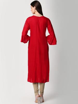 embroidered straight kurta - 17610825 - Standard Image - 3