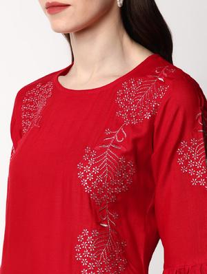 embroidered straight kurta - 17610825 - Standard Image - 4