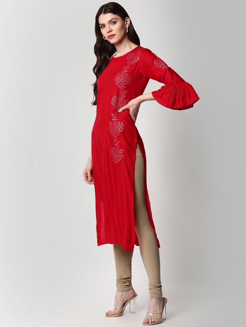 embroidered straight kurta - 17610825 - Zoom Image - 2