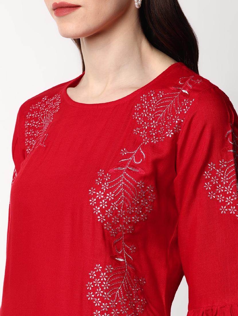 embroidered straight kurta - 17610825 - Zoom Image - 4