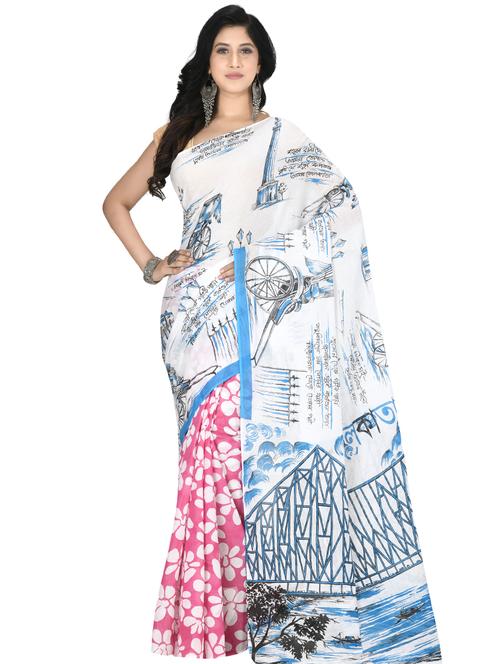 printed tant saree with blouse - 17611173 - Standard Image - 1