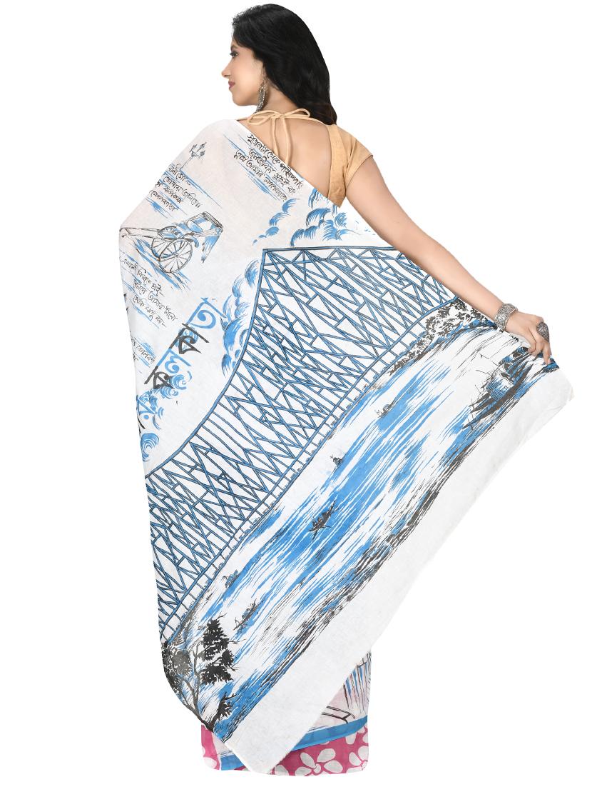 printed tant saree with blouse - 17611173 - Zoom Image - 2