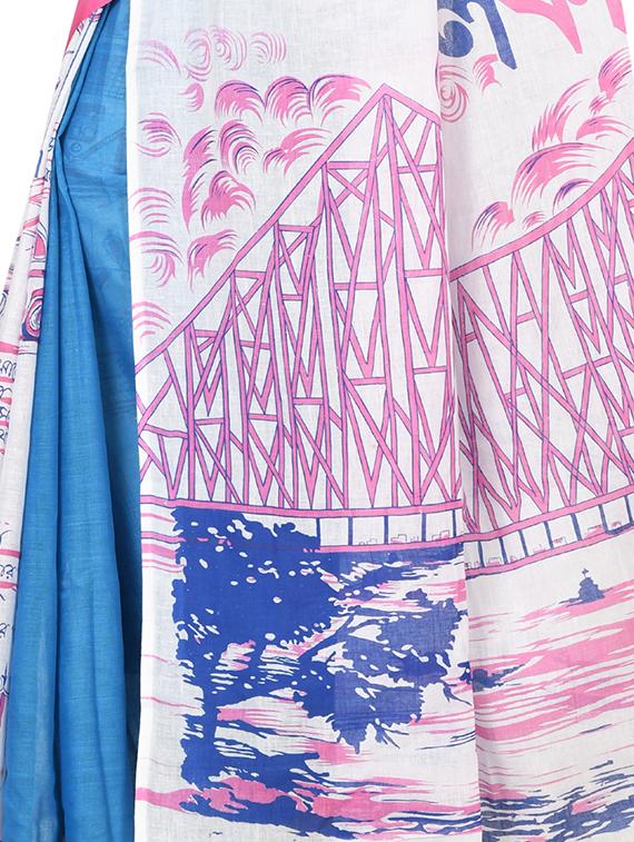 printed tant saree with blouse - 17611174 - Zoom Image - 3