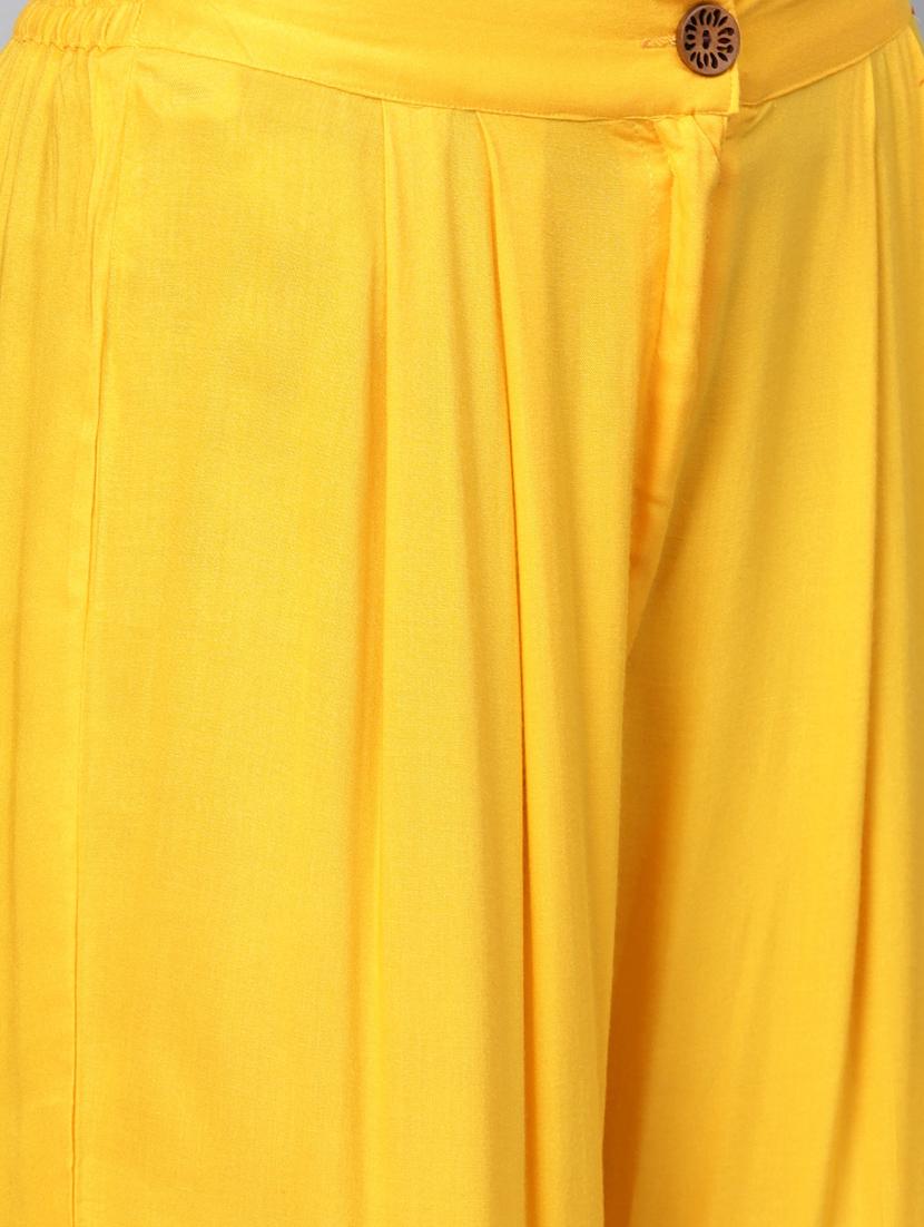 yellow rayon kurta sharara set - 17611264 - Zoom Image - 5