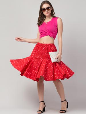 high rise polka dot flared skirt - 17611282 - Standard Image - 4