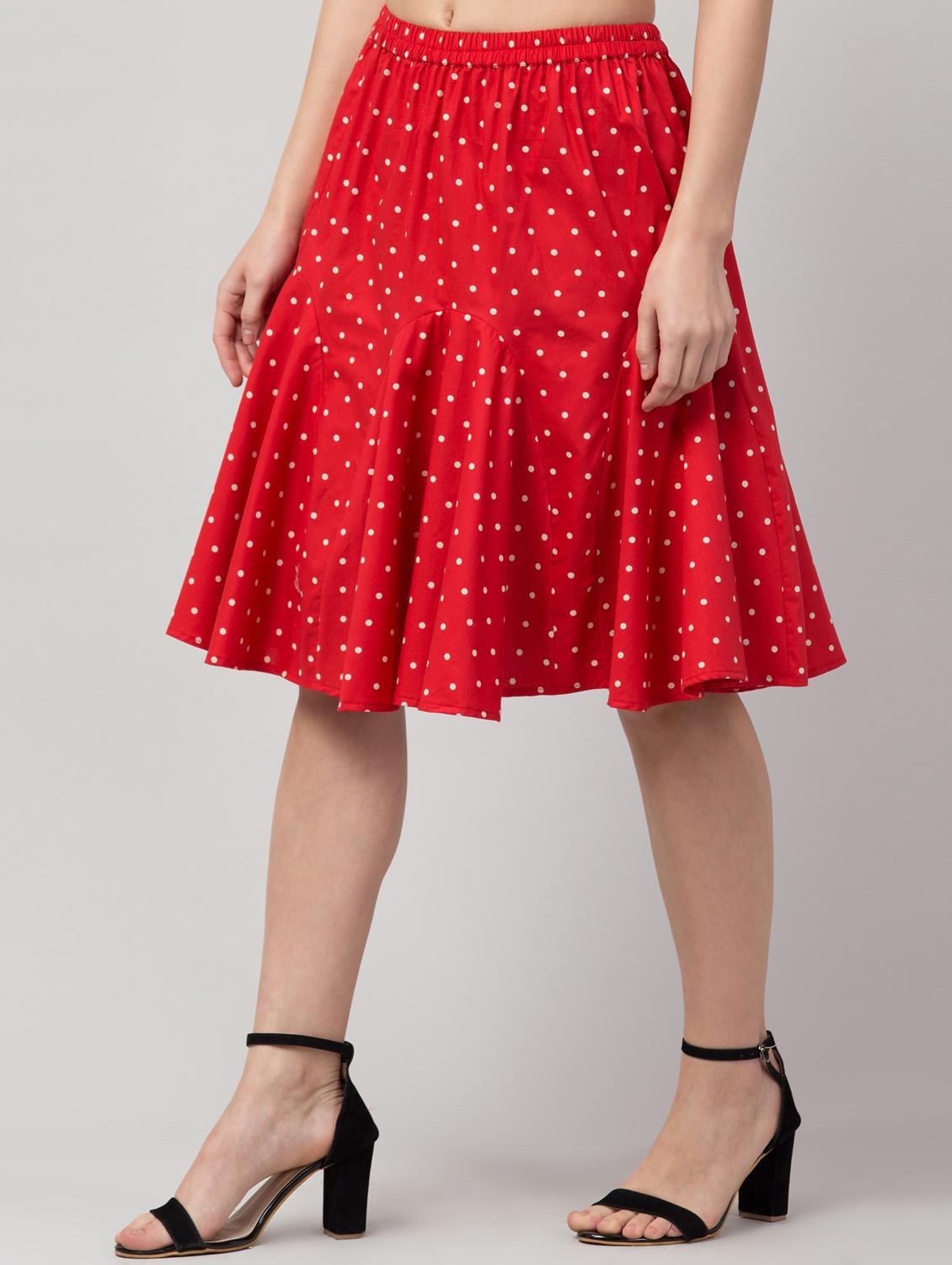 high rise polka dot flared skirt - 17611282 - Zoom Image - 2