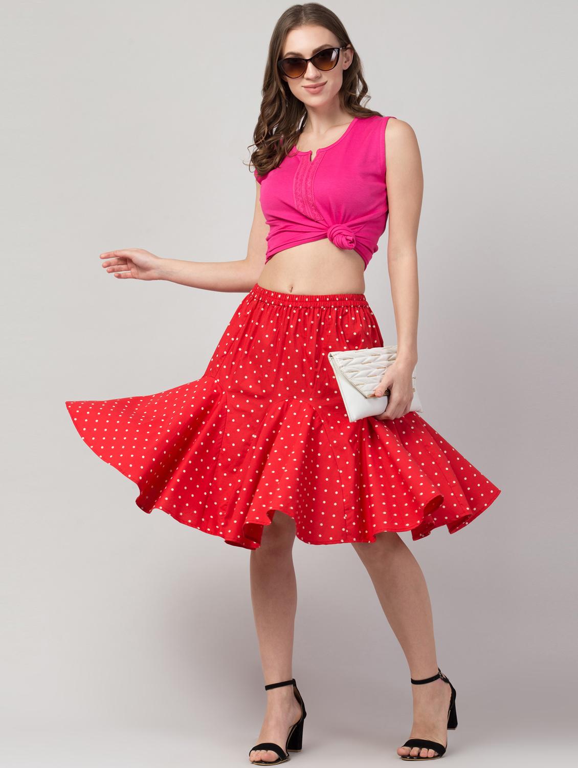 high rise polka dot flared skirt - 17611282 - Zoom Image - 4
