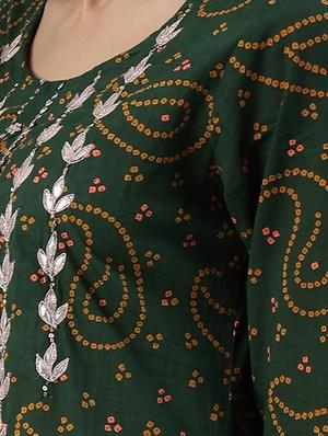 green cotton aline kurta - 17611367 - Standard Image - 4