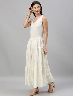 offwhite cotton anarkali kurta - 17611380 - Standard Image - 2