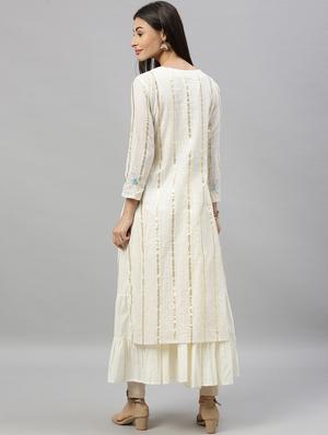 offwhite cotton anarkali kurta - 17611380 - Standard Image - 3