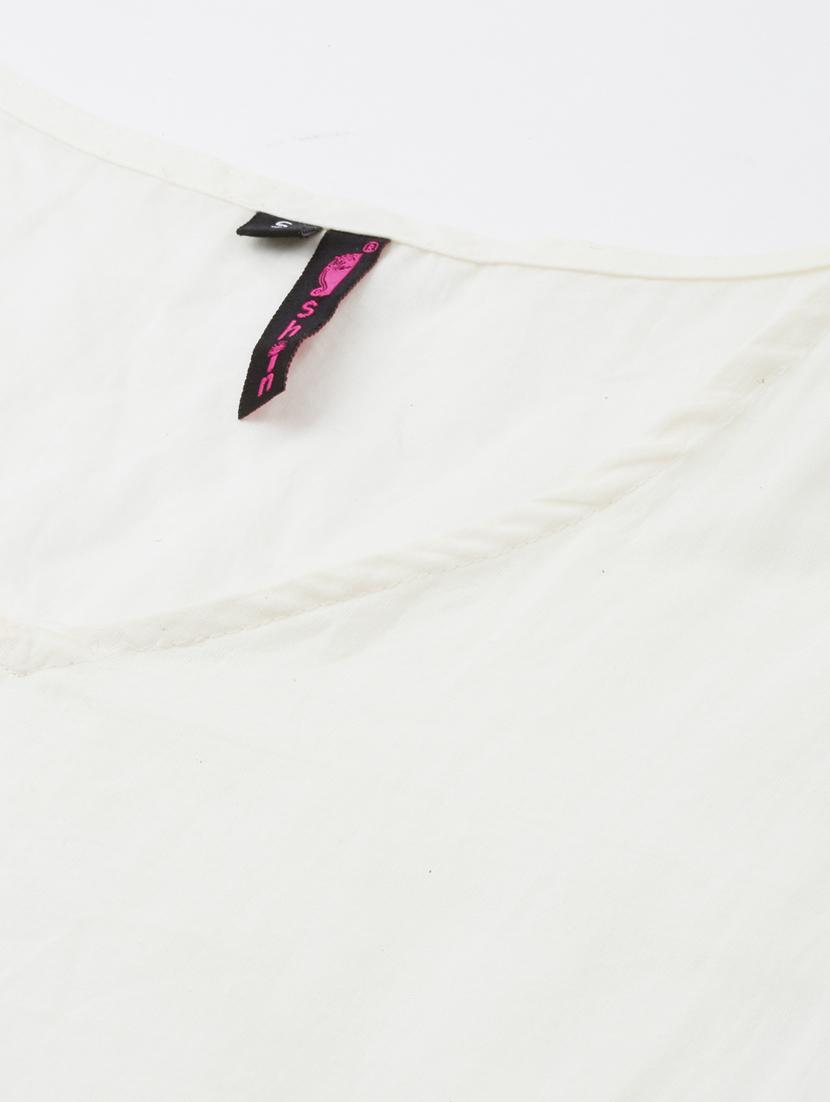 offwhite cotton anarkali kurta - 17611380 - Zoom Image - 6