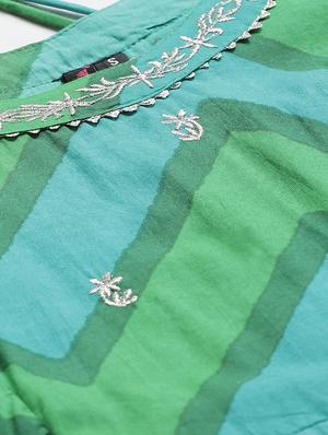 green cotton anarkali kurta - 17611382 - Standard Image - 4