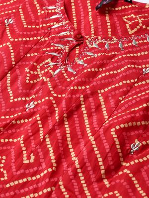 red cotton anarkali kurta - 17611384 - Standard Image - 4