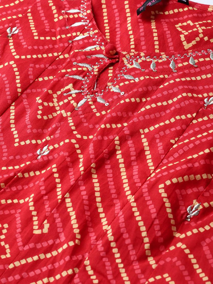 red cotton anarkali kurta - 17611384 - Zoom Image - 4