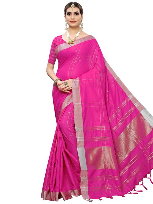 checkered chettinad saree with blouse - 17611409 - Very Small Image - 1