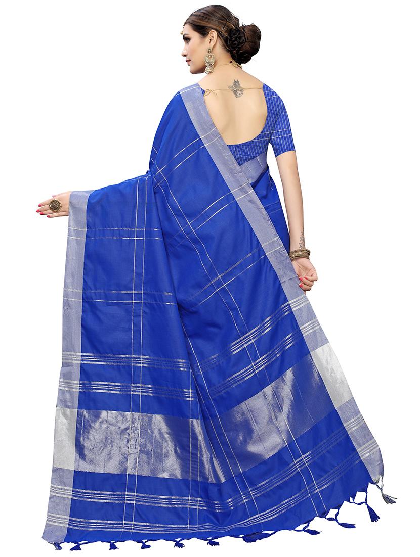 checkered chettinad saree with blouse - 17611413 - Zoom Image - 2