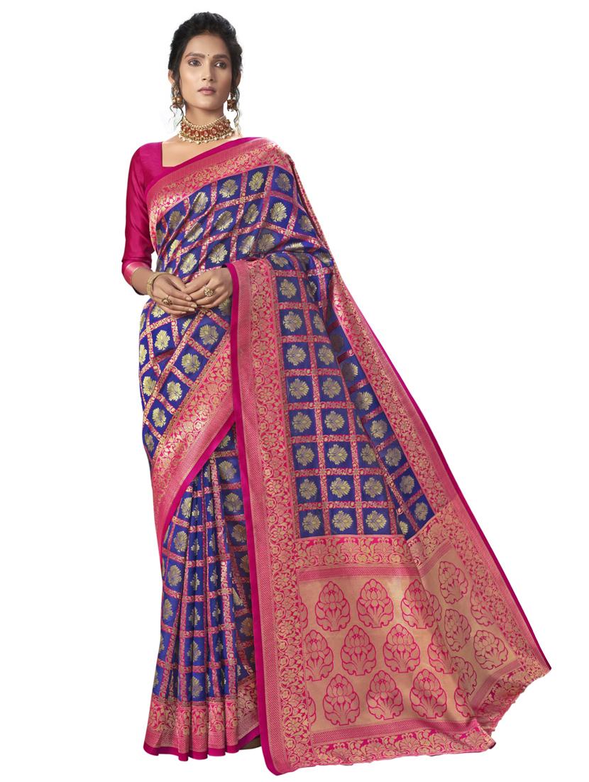 jacquard woven saree with blouse - 17611858 - Zoom Image - 1